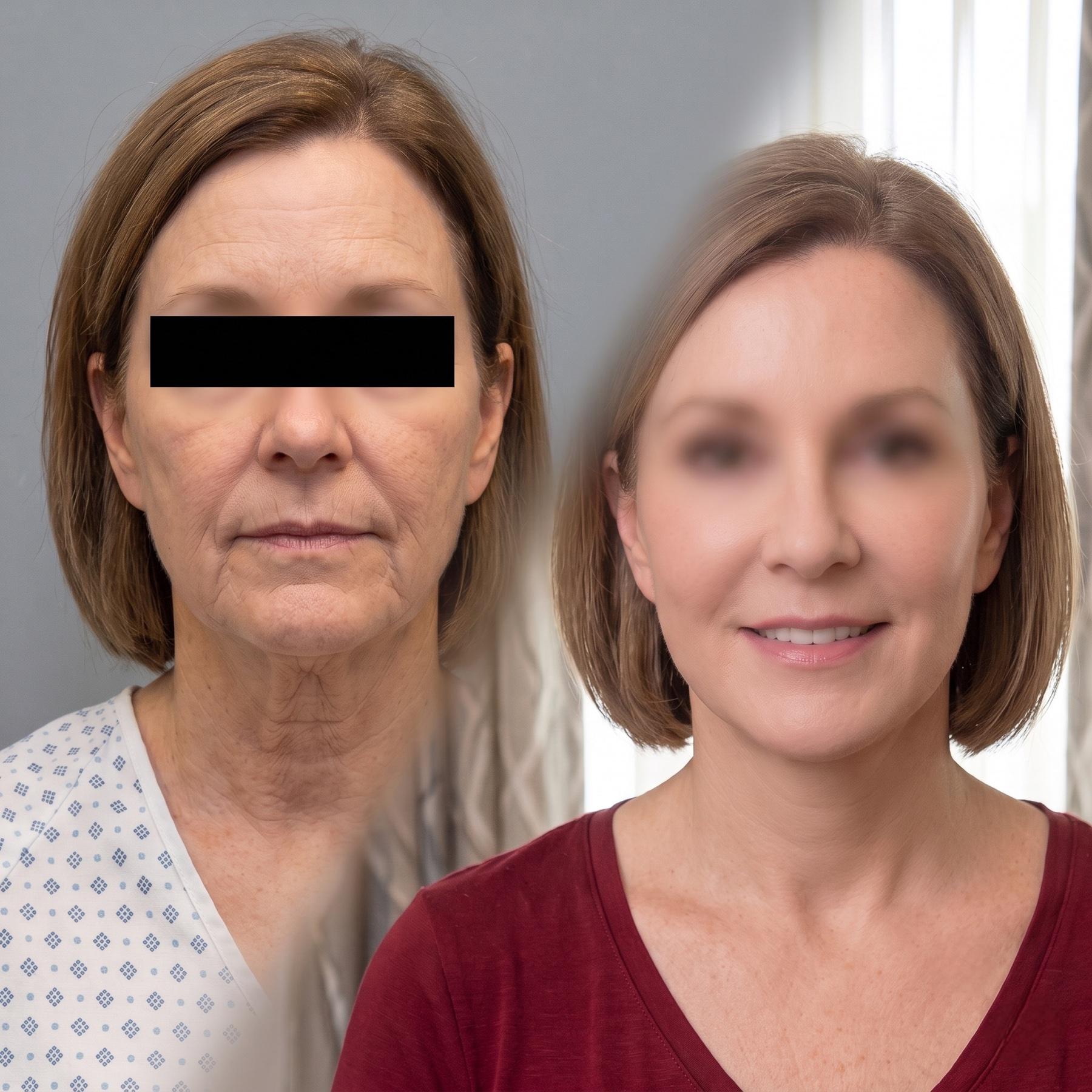 Clinical facelift comparison with identity protected